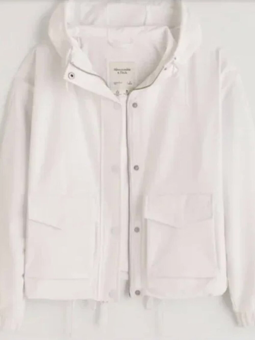 Abercrombie & Fitch Cropped Hooded Utility Jacket White